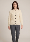 Ladies Aran Cardigan | 100% Wool | Natural