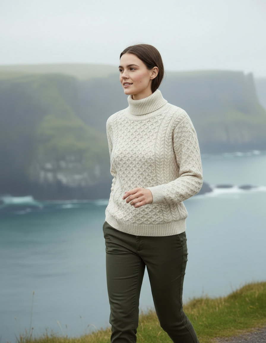 Walking along coastal path - white sweater