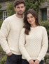 Aran Kildare Merino Wool Unisex Sweater | 100% Irish Wool | Natural
