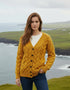 Downpatrick Ladies Aran Cardigan | Sunflower Yellow - Merino Wool
