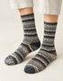 Soft Merino Wool Fair Isle Socks  | Grey Charcoal Ecru