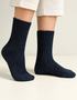 Navy Irish Wool Neppy Socks | Large