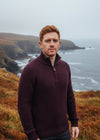 Fisherman Rib 1/2 Zip Merino Sweater | Claret 