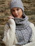 Chunky Cable Knit Aran Scarf | Grey