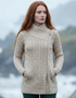 Aran Athenry Merino Wool Asymmetric Coat | Oatmeal