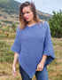 Aran Merino Wool V Poncho | Denim Marl - Clearance