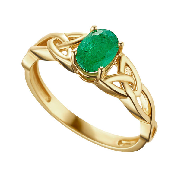 14k Gold Emerald Trinity Ring
