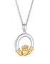 Gold Diamond Heart Claddagh Necklace