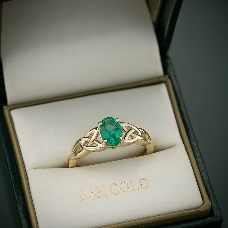 Gold Simulated Emerald/Paraiba Ring For Women Solitaire 8MM Round Cut 14K Gold Plated Minimalist Stack Knot Enhancer Guard Twisted Band Finger Jewelry Size 6-8 - Product Details