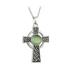 Solvar Rhodium Green Celtic Cross Necklace S46347