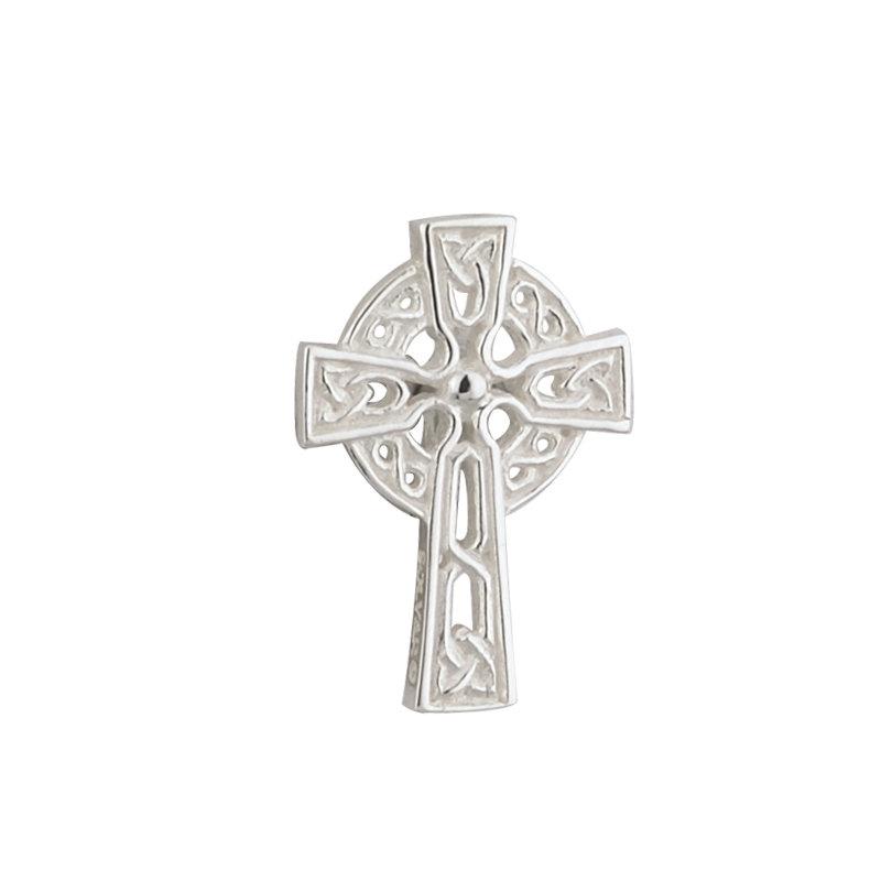 Solvar Rhodium Plated Celtic Cross Communion Clutch Pin S7409