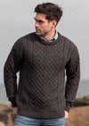 Aran Kildare Charcoal Merino Crew Neck Sweater - Skellig Gift Store