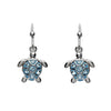 Drop Turtle Earrings with Blue Swarovski® Crystals