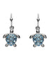 Drop Turtle Earrings With Blue Swarovski® Crystals
