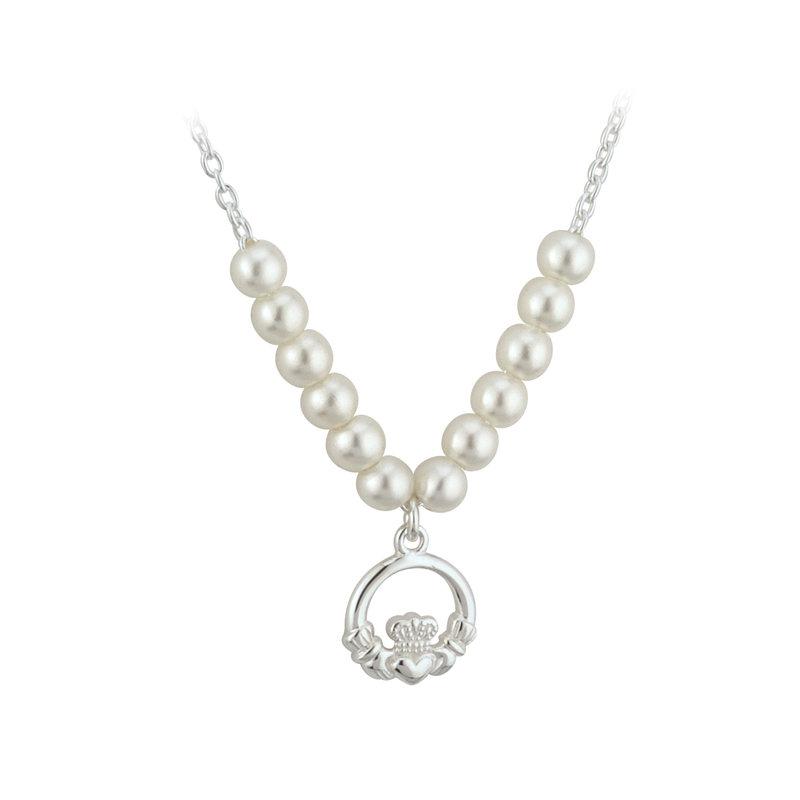 Communion Pearl Claddagh Necklace