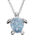 Sea Turtle Necklace With Aqua Swarovski® Crystals
