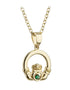Gold Plated Crystal Claddagh Necklace