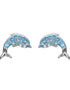 Dolphin Stud Earrings With Aqua Swarovski® Crystals