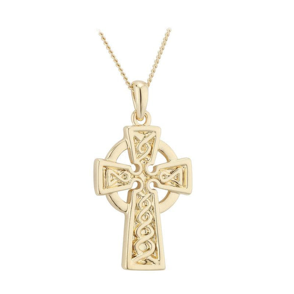 Gold Plated Engraved Celtic Cross
