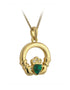 Gold Plated Green Claddagh Necklace