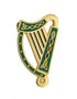 Gold Plated Green Harp Brooch