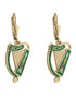 Gold Plated Green Harp Earrings