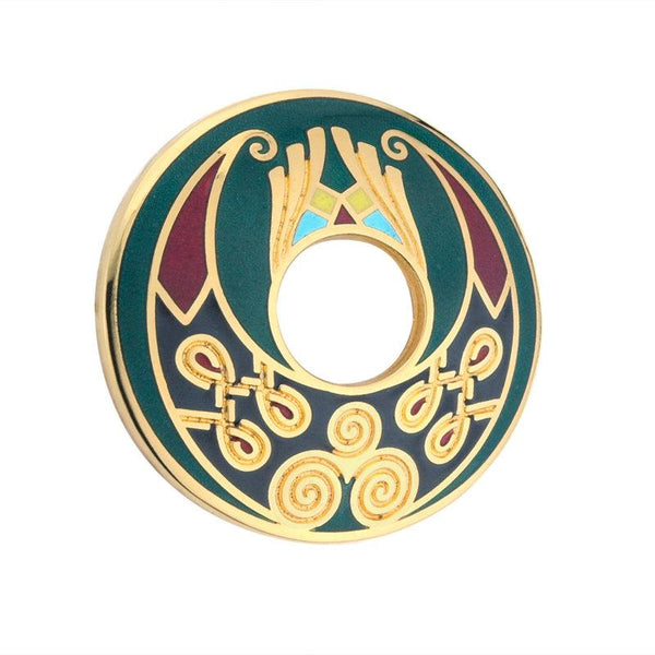 Gold Plated Green Celtic Brooch