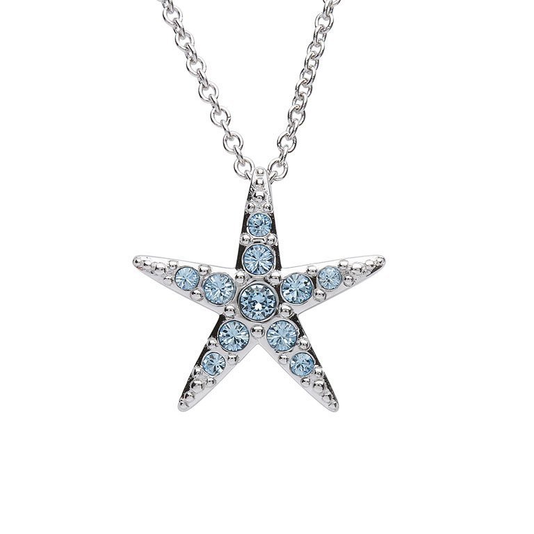 Starfish Necklace With Aqua Swarovski® Crystals