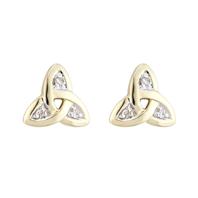 14K Trinity Knot Diamond Stud Earrings