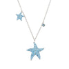 Mom And Baby Starfish Necklace with Aqua Swarovski® Crystals