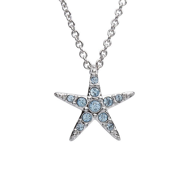 Starfish Pendant With Aqua Swarovski® Crystals