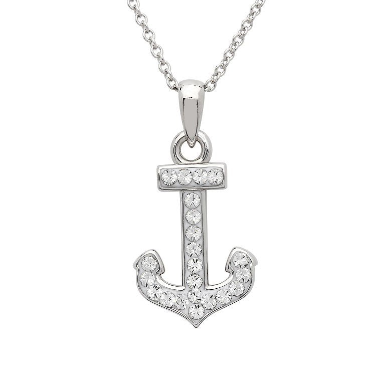 Anchor Necklace Encrusted with White Swarovski® Crystal