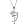 Aqua Claddagh Dolphin Necklace with Swarovski® Crystals