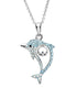 Aqua Claddagh Dolphin Necklace with Swarovski Crystals