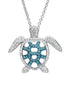 Filigree Turtle Pendant With Teal Swarovski® Crystals OC76