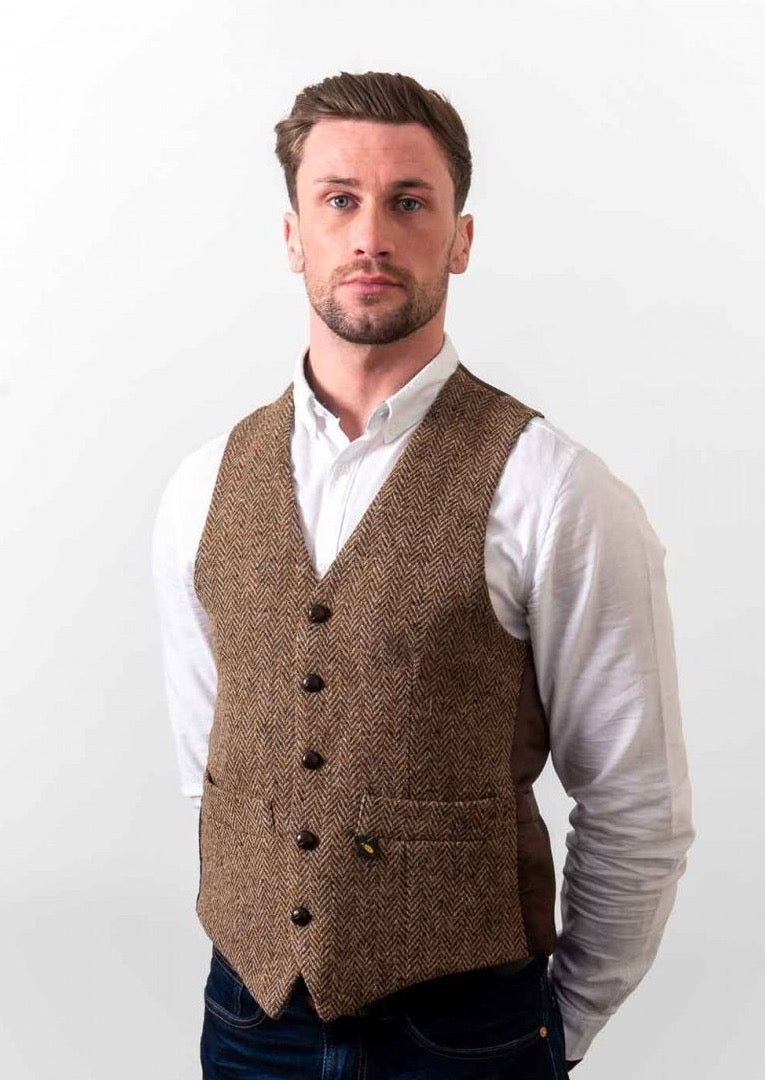 Donegal Tweed Brown Waistcoat