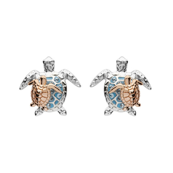 Mother & Baby Turtle Stud Earrings With Swarovski® Crystals oc119