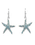 Starfish Drop Earrings Adorned With Aqua Swarovski® Crystals