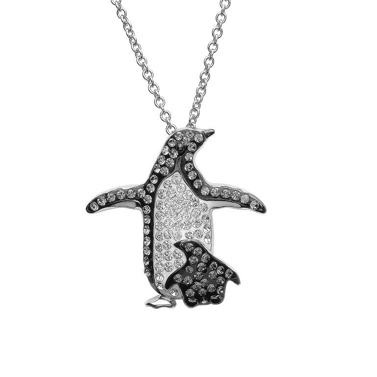 Mother & Baby Penguin Necklace With & Swarovski® Crystals