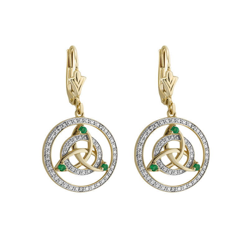 Solvar 14k White & Yellow Gold Diamond Celtic Earrings s34112