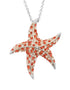 Red Starfish Pendant With Aqua Swarovski® Crystals