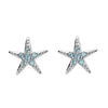 Stud Star Fish Earrings With Aqua Swarovski® Crystals