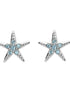 Stud Star Fish Earrings With Aqua Swarovski® Crystals