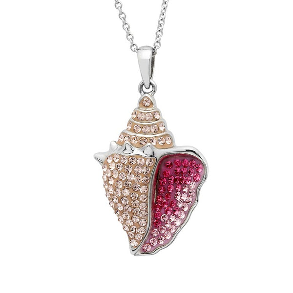 Pink Conch Necklace With Aqua Swarovski® Crystals