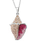 Pink Conch Necklace With Aqua Swarovski® Crystals