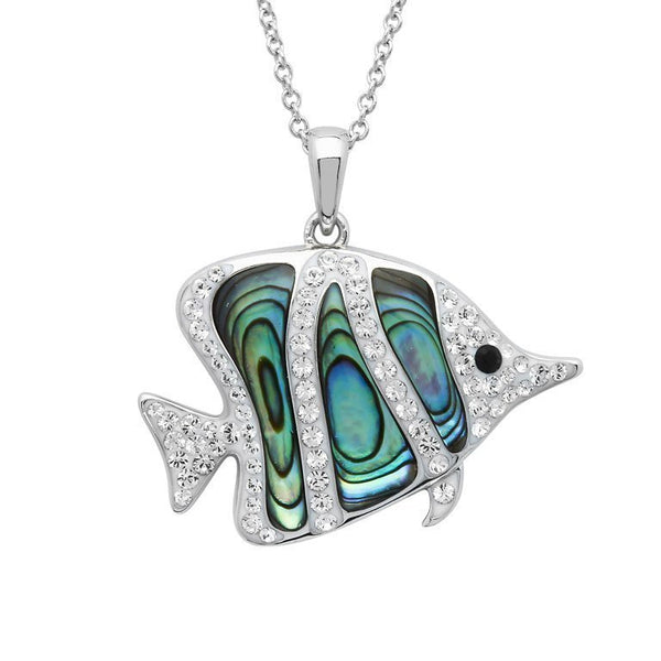 Fish Necklace With Swarovski® Crystals And Abalone Shell