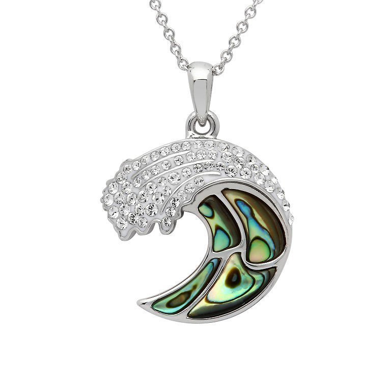 Wave Necklace Encrusted With White Swarovski® Crystal