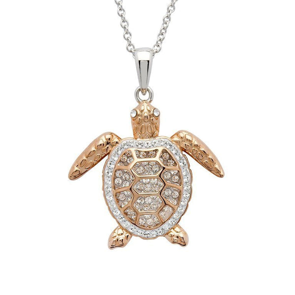 Rose Gold Turtle Necklace Swarovski® Crystals