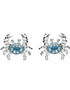 Crab Stud Earrings With Blue With Swarovski® Crystals