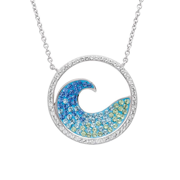 Blue Wave Pendant with Aqua Swarovski® Crystals